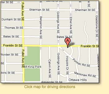 Map to Bultman Studios on Godfrey in Grand Rapids, Michigan.